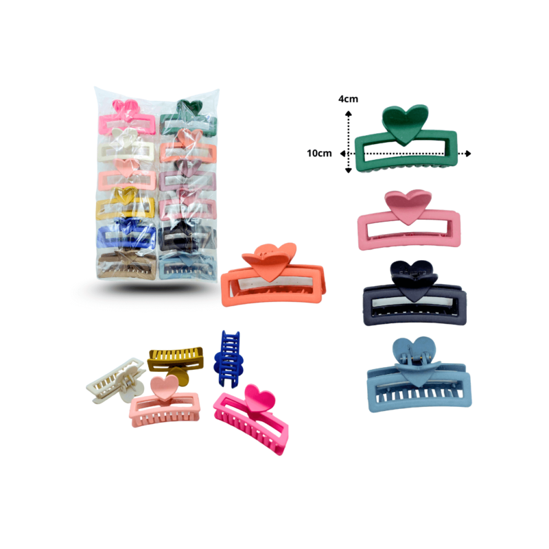 pinza rectangular hueca corazón 7cm C/12 EEO747