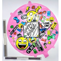 globo emoji happy birthday redondo rosa 33cms F4902