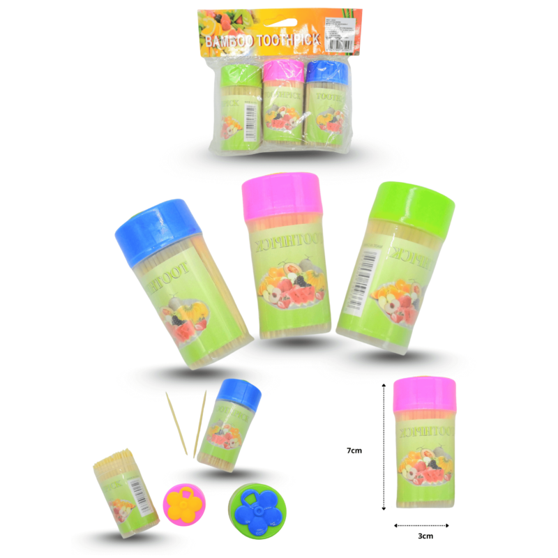 palillos dentales en bote set 3 pzas C/10 A810