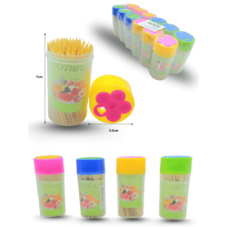 palillo dental de bambú bote flor C/12 M80-5G-1 o PG-1006