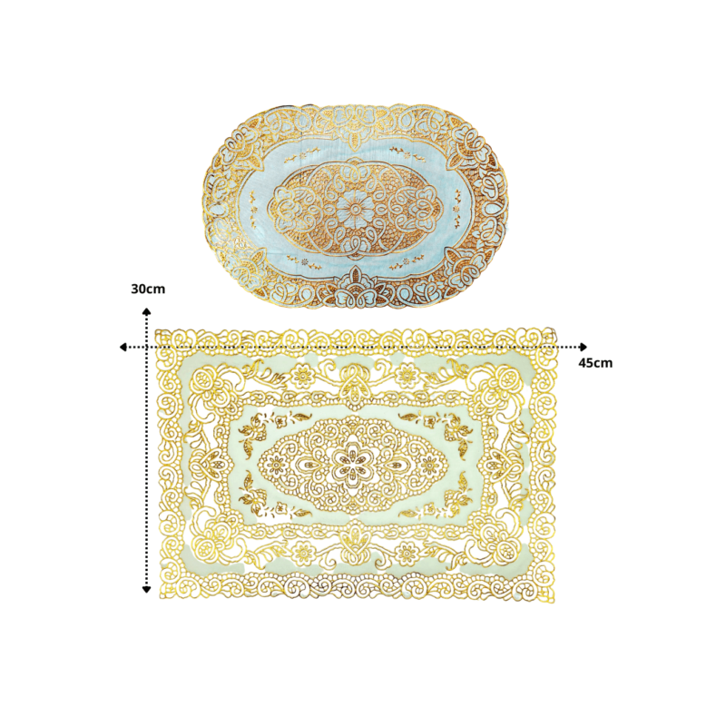 mantel de plastico dorado 30x45cm C/12 E7101