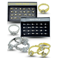 anillo solitario ajustable plata y dorado C/24 248-1C-2