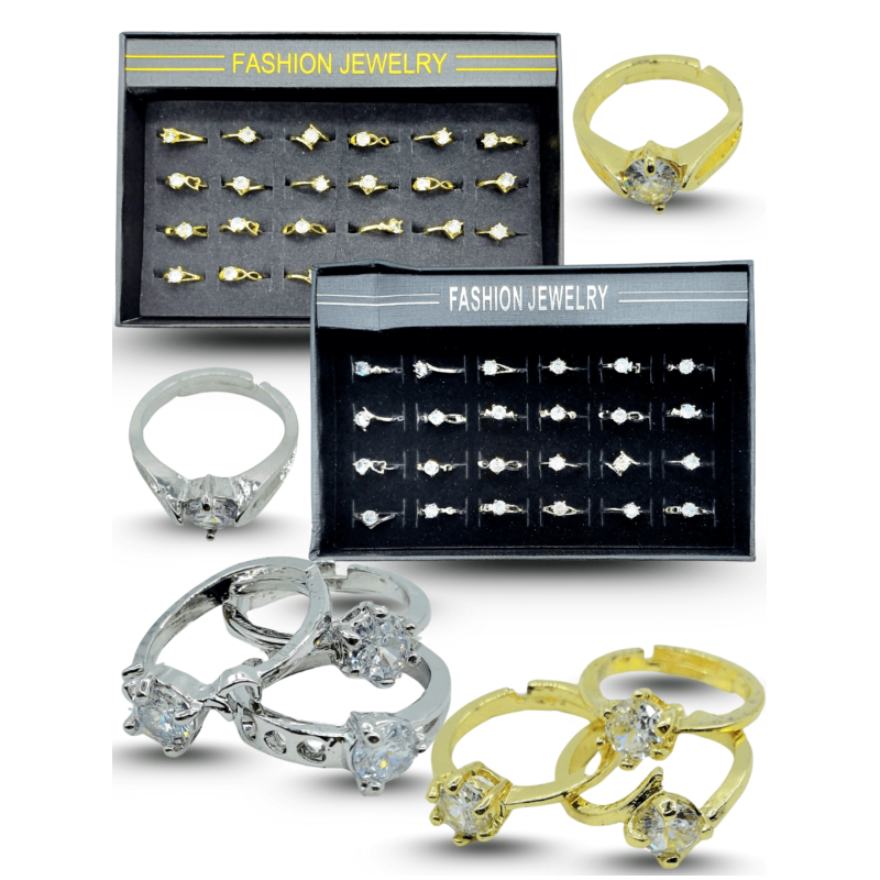 anillo solitario ajustable plata y dorado C/24 248-1C-2