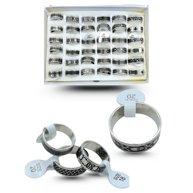 anillo diseño grecas en caja diferentes tallas acero inoxidable C/36 23R-8