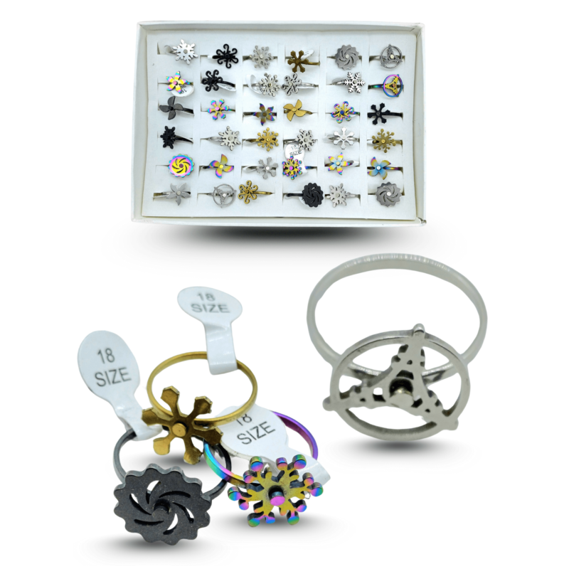 anillo spinner hélice giratoria diferentes diseños y colores acero inox C/36 Z105