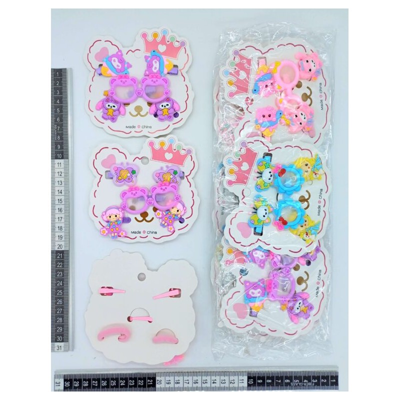 pico lentes con decoración de hule y liga con adorno set 5 pzas C/12 TA-0164A