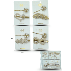 pico dorado figuras surtidas con brillos y pasador decorado set 1pzas C/12 RM1235-1A-3