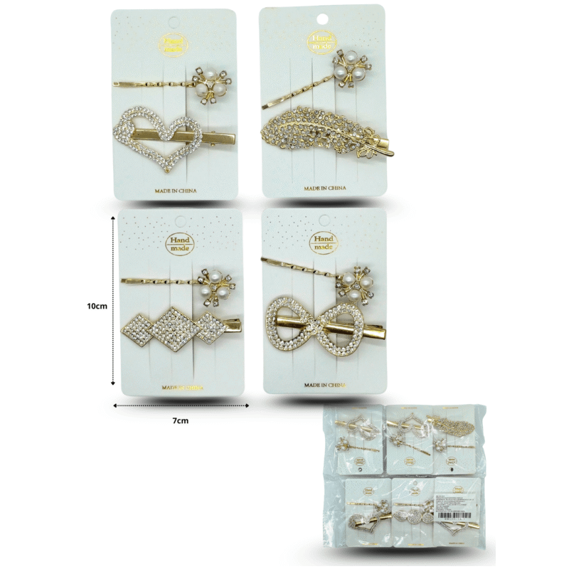 pico dorado figuras surtidas con brillos y pasador decorado set 1pzas C/12 RM1235-1A-3