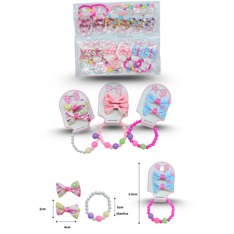 pico moño par con pulsera de perlas surtido C/12 HKT-38 o 25C-53