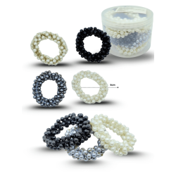 pulsera o liga perlas elástica en bote C/12 25I-116