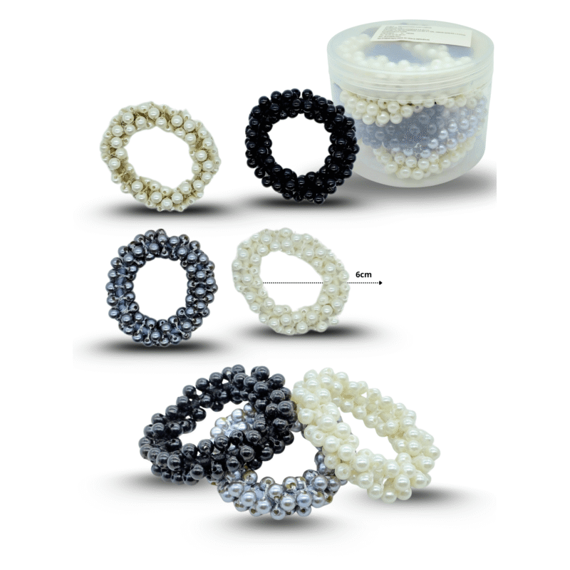 pulsera o liga perlas elástica en bote C/12 25I-116