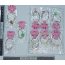 pulsera infantil cuerda dorada con perlas y dije acrilico C/12 R22Y-50 o P-21