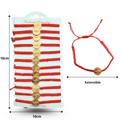 pulsera tejida roja medalla San Benito en tira C/12 BTO