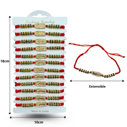 pulsera tejida roja medalla San Judas con brillos en tira C/12 BTO
