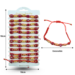 pulsera tejida roja triple medalla de la virgen en tira C/12 BTO