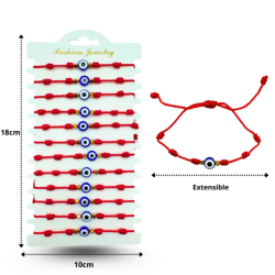 pulsera hilo rojo ojo turco en tira C/12 BTO