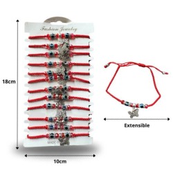 pulsera tejida hilo rojo mariposa en tira C/12 383L