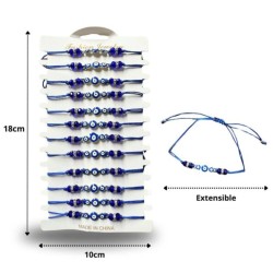 pulsera ojo turco hilo azul en tira C/12 383V