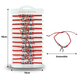 pulsera tejida hilo rojo con herradura en tira C/12 383J
