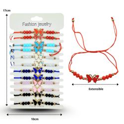 pulsera hilo mariposa ojo turco cristales en tira C/12 RM1075-3G-1