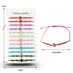 pulsera hilo corazón en tira C/12 RM1075-3G-1 o 75-4g-1