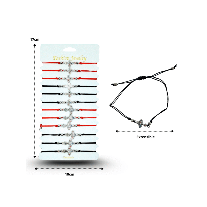 pulsera hilo con cruz en tira C/12 RM1076-3B-4