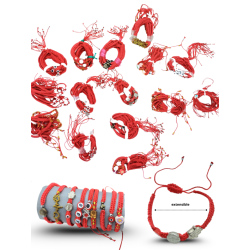pulsera tejida roja con dije surtido un solo modelo por amarrado C/10 ART MARY