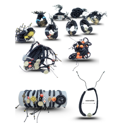 pulsera tejida negra con dije surtido un solo modelo por amarrado C/10 ART MARY