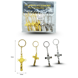 llavero cruz con medalla San Benito dorado y plata C/12 F1351