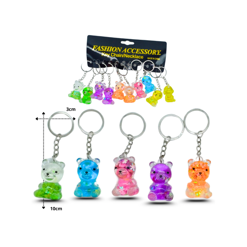 llavero oso de acrílico con hojuelas C/12 25E-46