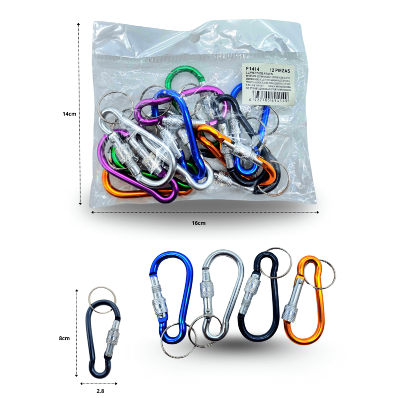 llavero arnés 6.1cm con seguro C/12 F1414
