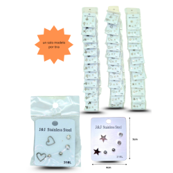 arete broquel y figuras set 3 pares en tira C/12 248-1C-1