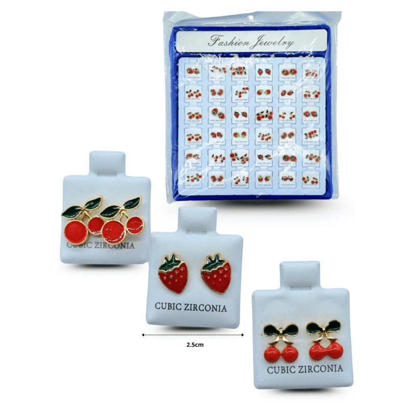 arete frutos rojos charola azul C/36 HLR-21 o GF253S-27