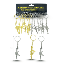 llavero rifle metálico dorado y plata 13cm C/12 F1341