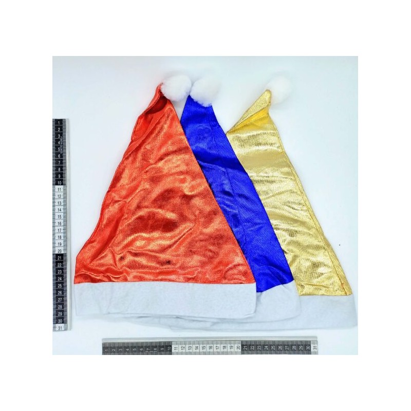 gorro de santa navideño rojo, azul y dorado C/12 WD-1024D-2