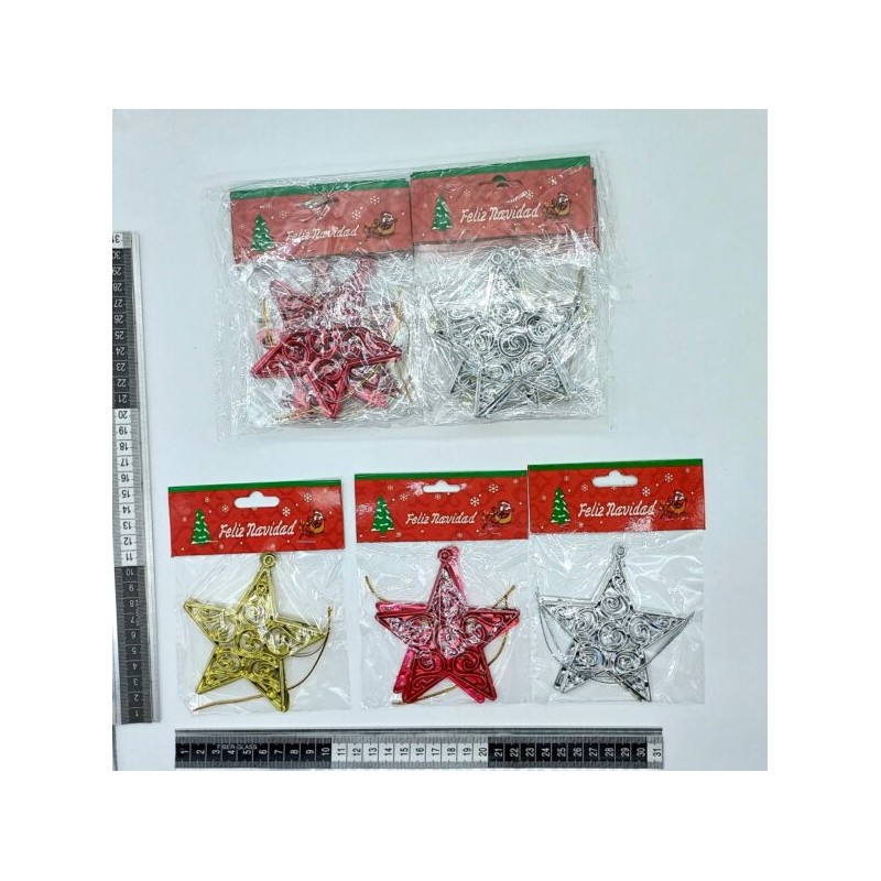 estrella navideña 9.5cm con 2pz paquete C/12 J3212