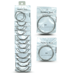 arracada diferentes tamaños en tira color plata acero inoxidable C/12 DG25-C3