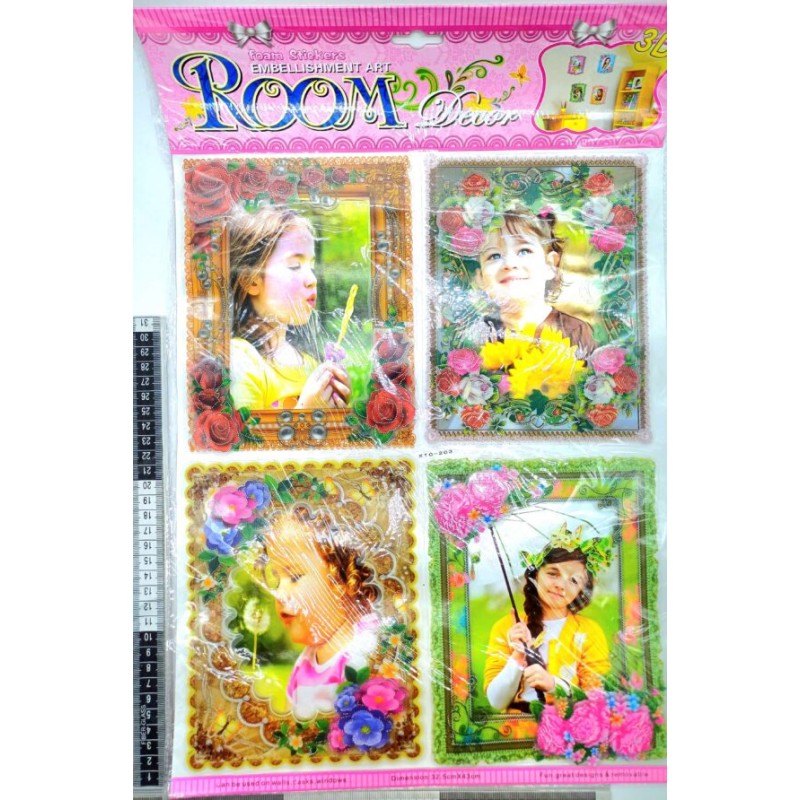 sticker marco para fotografía en planilla porta retrato 15x20cm set 4 pzas SA-0888