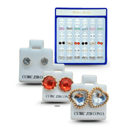 arete charola azul broquel zirconias diferentes tamaños y figuras C/36 HLN-42