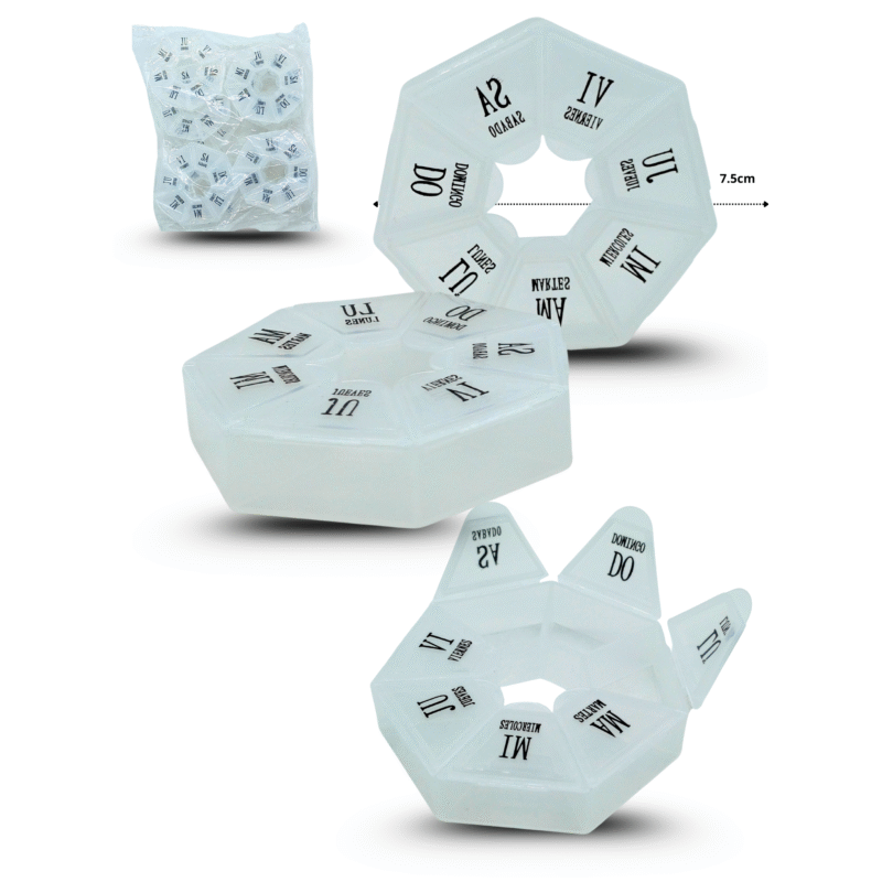 pastillero hexagonal transparente C/12 6H-2