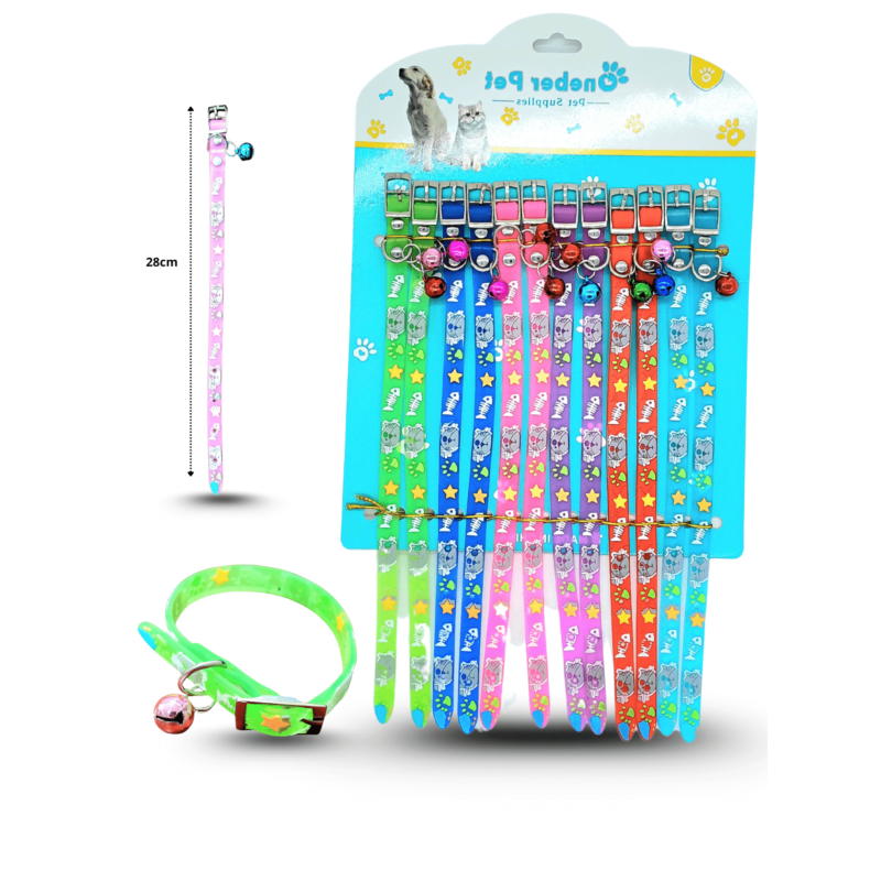 collar para mascota hule decorado 28cm C/12 GPM-4357