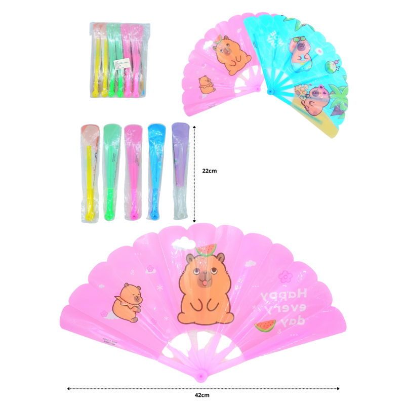 abanico plástico decorado Capy Bara C/12 25D-27