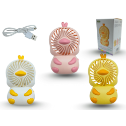 ventilador pato con asa para seguridad carga USB y luz a media potencia 11cm C/1 DD5621