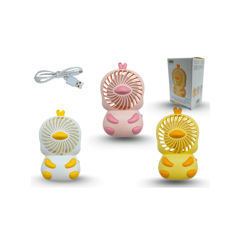 ventilador pato con asa para seguridad carga USB y luz a media potencia 11cm C/1 DD5621