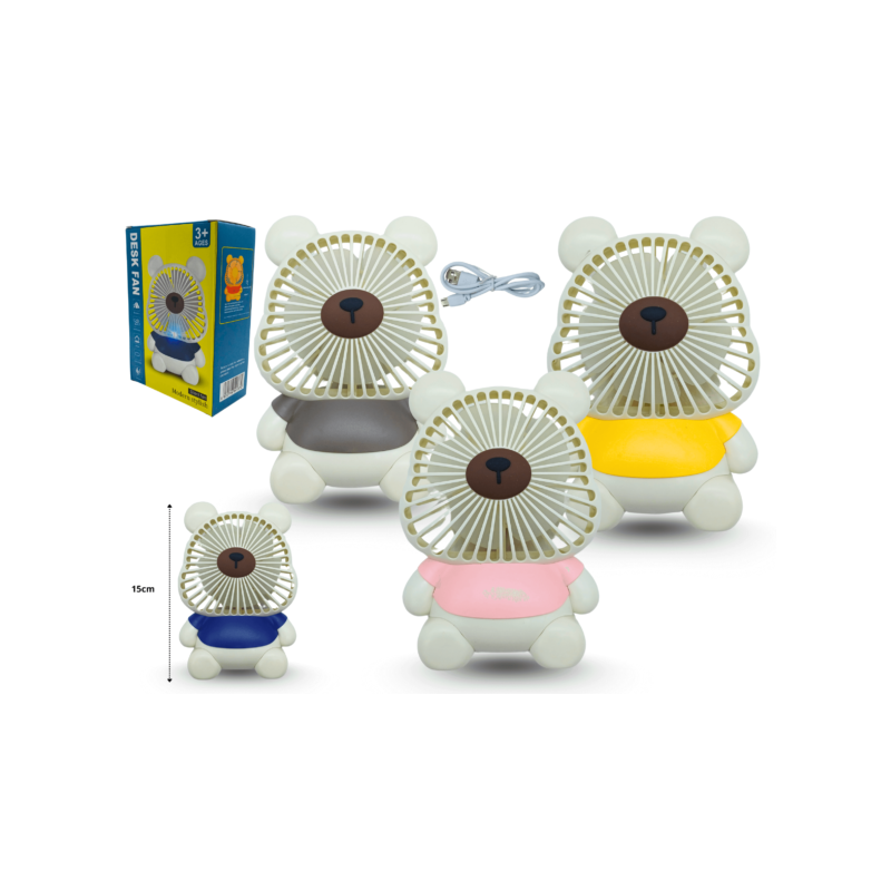 ventilador de escritorio oso carga USB 15cm C/1 SQ2185