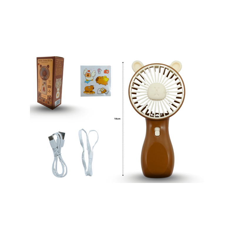 ventilador capy bara con stickers y asa de seguridad carga USB C/1 SQ2337KP