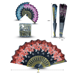 abanico decorado con brillos base negra C/12 25-C08