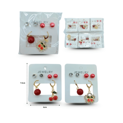 arete frutos rojos dispares con 2 pares de broqueles set 3 pares C/12 25C-5