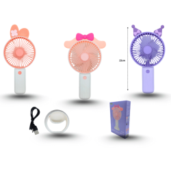 ventilador de mano decorado cabeza sanrio con base para escritorio carga USB C/1 DD8083