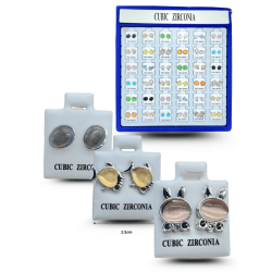 arete figuras con piedra tornasol charola azul C/36 ZD-87